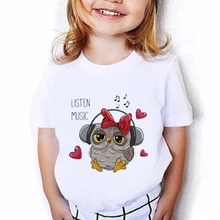 

2022 New Cute Owl Print Cartoon Girls Clothes Kawaii Harajuku Kids T-shirts Fashino Boy Tee Basic Short Seeve