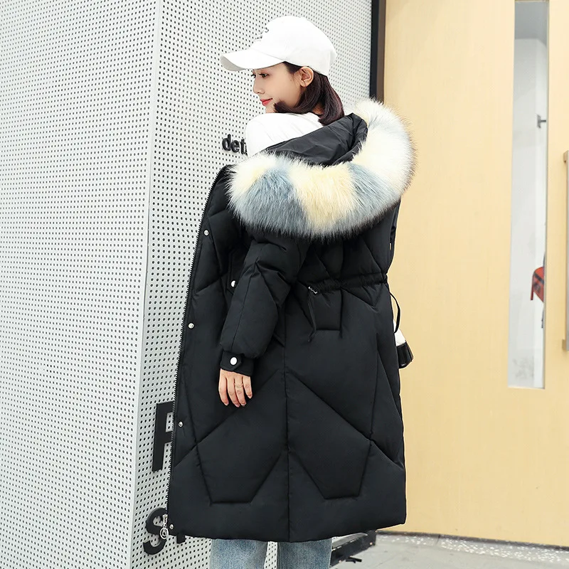 

2019 New Fur Collar Hooded Female Thicken Warm Cotton-padded Coat Plus Size Winter Parkas Fashion Down Cotton Jacket Women LM105
