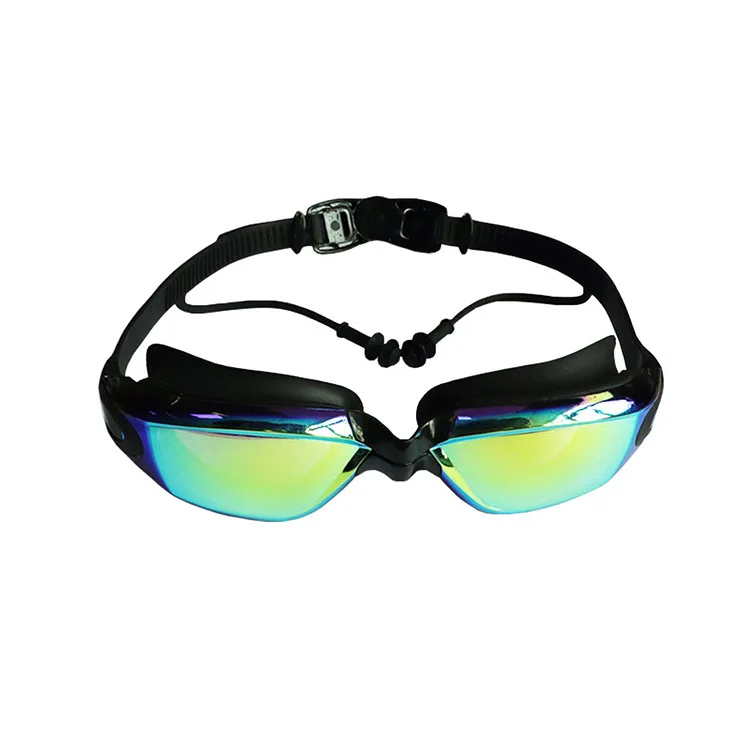 

Profession High-definition Waterproof Anti-fog UV-Protection One-piece Earplug Electroplated Adult Plain Glass Goggles Colorful