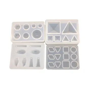 

4 Pcs/set UV Silicone Crystal Epoxy Mold with Hole Pendant Small Pyramid Geometry Molds DIY Jewelry Making Mould Dried Flower Re