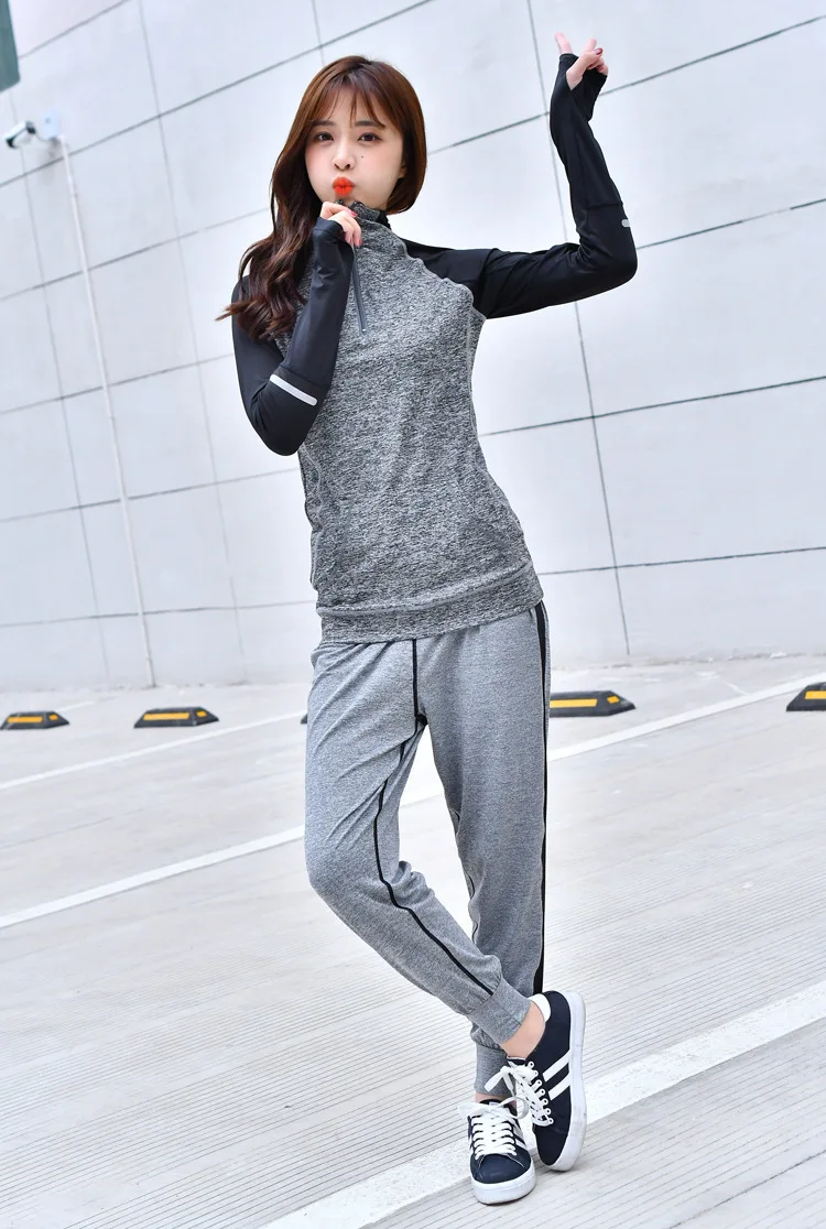 New reflective vertical collar fitness jacket for women fun run quick-drying fitness clothing lady clothing long sleeve jacket