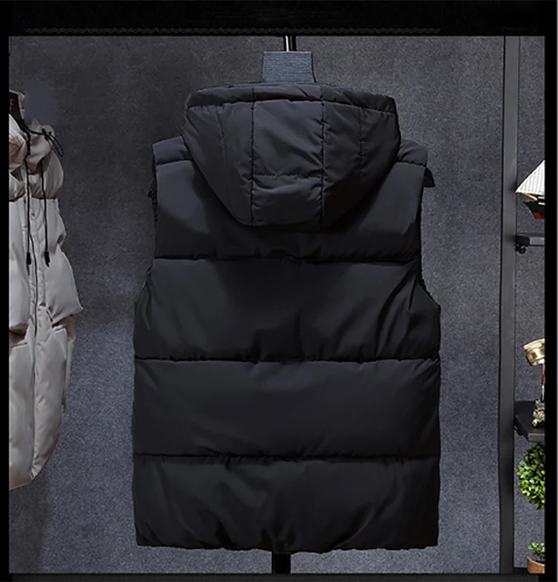 Fashion Sleeveless Jacket Thickening Vest With Hat Hooded Warm Vest Winter Waistcoat Men Women Casual Windbreaker 7XL 8XL