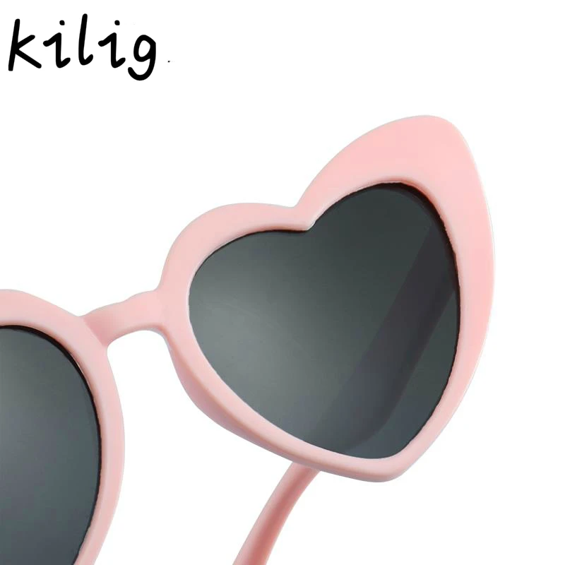 Kilig Детские солнечные очки для девочек для детей Сердце TR90 черный розовый красный сердце солнцезащитные очки для детей поляризованные гибкие Uv400