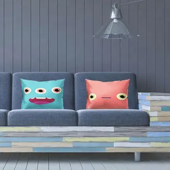 

Cartoon Facial Express Throw Pillow Case Cushion Cover Home Chair Sofa Car Decor Removable Breathable Home Decor Pillow Case