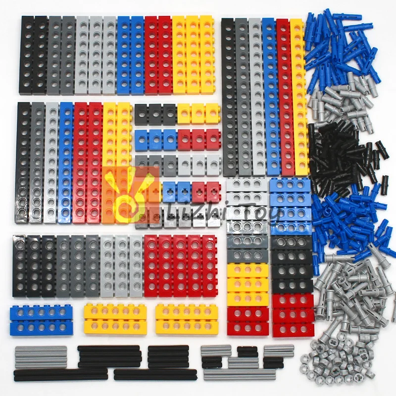 Piezas de bloques de construcción de tecnología para niños, bloques gruesos MOC a granel, accesorios combinados de 6 colores, robots de rayo largo tachonados, Juguetes