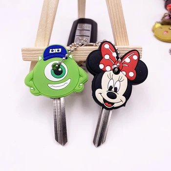 

Free Shipping 2Pcs Cute Cartoon Keychain Silicone Stitch Protective Key Case Cover for Women Key Control Dust Cap Holder Gift