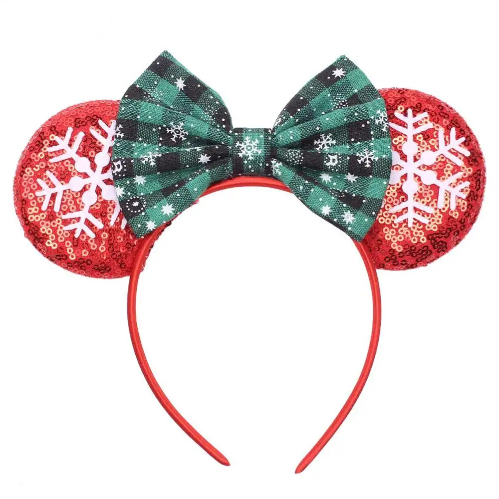 Повязка на голову с мышиными ушками Диснея блестками в горошек Рождественский