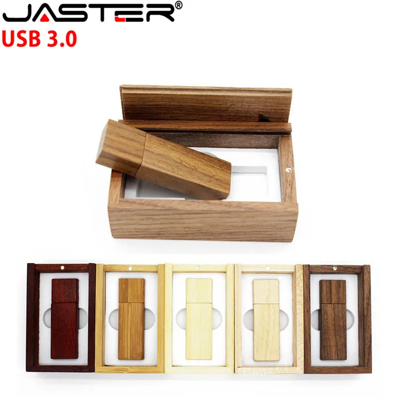 JASTER USB 3 0 логотип на заказ Деревянный usb + коробка флеш накопитель карта памяти
