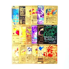Pokemon – carte en métal doré Pikachu GX EX VMAX, 27 Styles, Version japonaise ou anglaise, Super Collection de cartes Anime, jouets