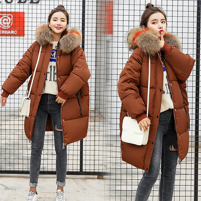 petite long puffer coat Thick Winter Jacket Women Down Cotton Padded Parkas Color Fur Hooded Warm Coat 2021 Plus Size Female Tops Clothing LWL986 parka coat Coats & Jackets