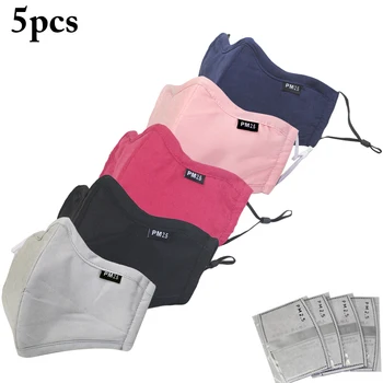 

5pcs Cotton Mask Mouth Face Mask Anti PM2.5 Anti-Dust Masks with 10pcs Activated Carbon Filter Korean Mask Fabric Face Mask