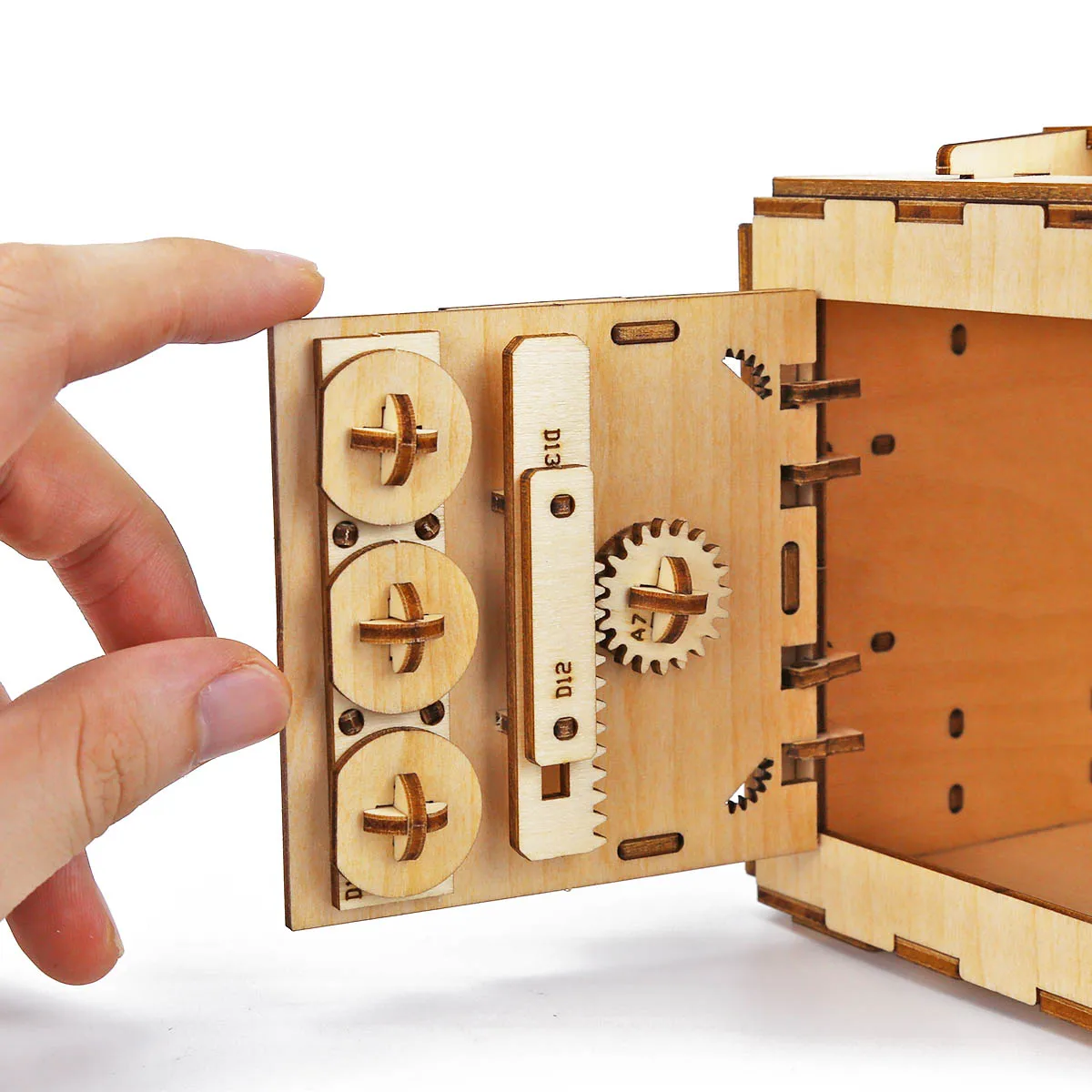 Safe Box Treasure 3D Wooden Model Locker Kit DIY Coin Bank Mechanical Puzzle Brain Teaser Projects For Adults and Teens 5
