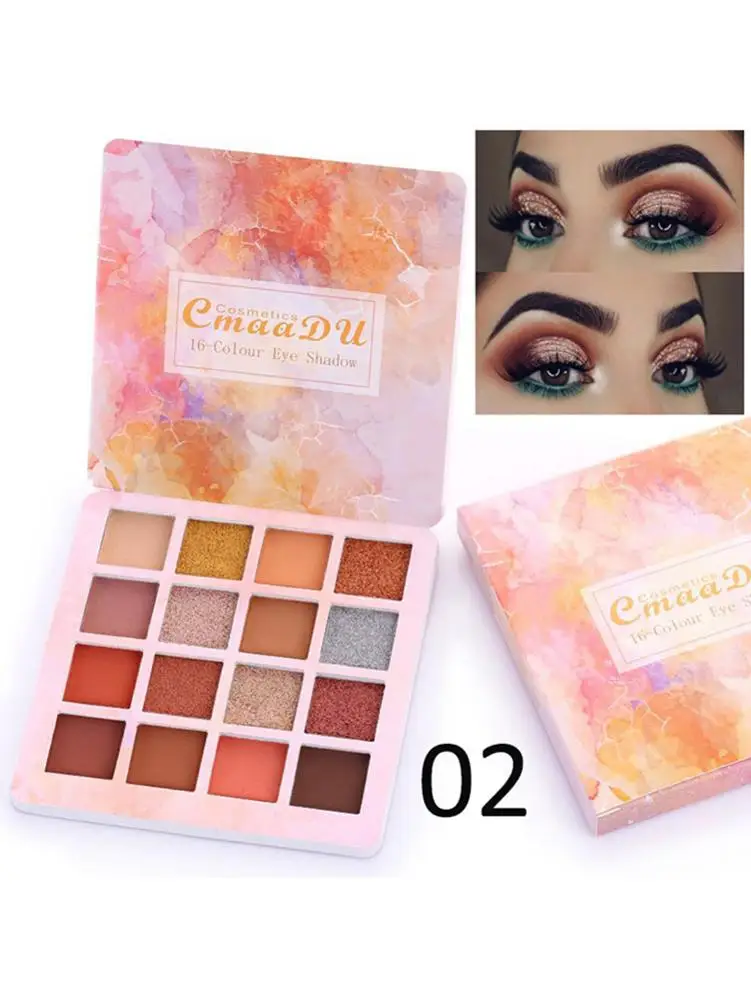CmaaDu New 16-Colors Glitter Eye Shadow Women Makeup Matte Pearl Long-lasting Eyeshadow Palette Eyes Make Up Cosmetics tool