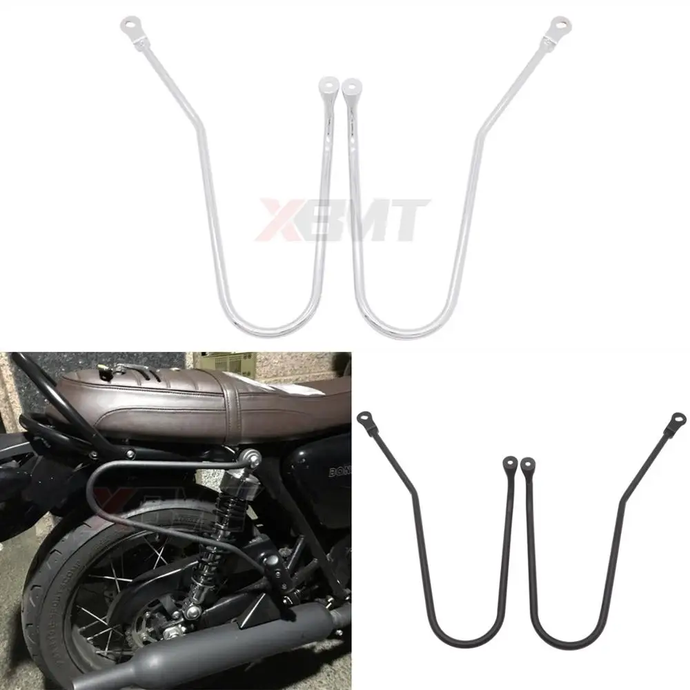 KLAUER Staffe Portaborse Laterali Per Triumph Bonneville T120 T100, Thruxton, Street Twin/Cup 2016-2022, Kit Cromato