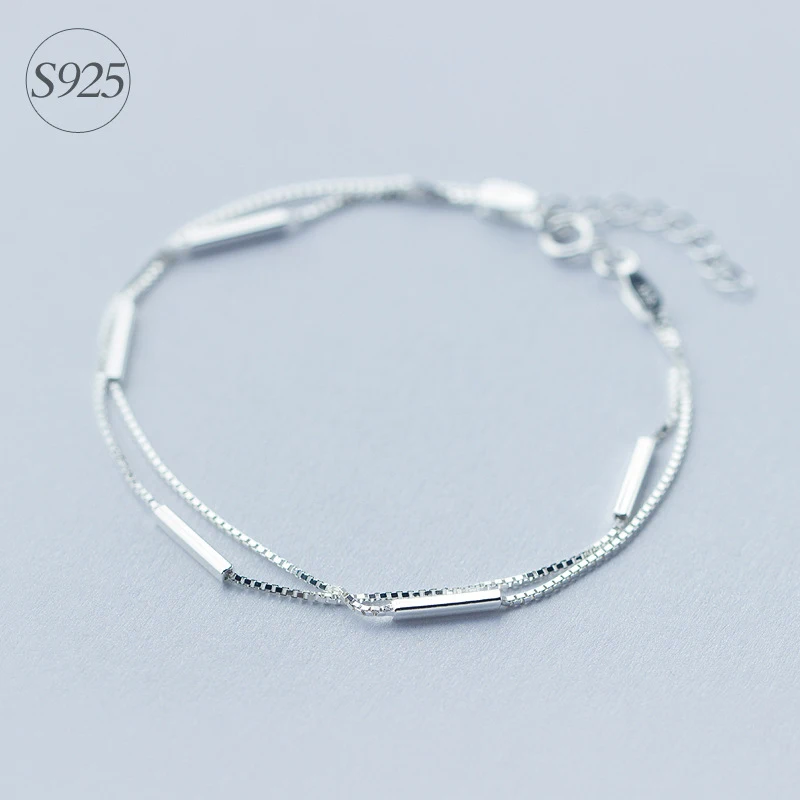 

Modian New Arrive Simple Fashion 925 Sterling Silver Geometric Stick Bracelet for Women Snake Bone Chain Fine Jewelry Girl Gift