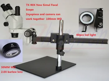 

FYSCOPE 7X~90X Simul Focal Trinocular Guide Stereo Zoom Microscope PCB Inspection Microscope + 60 led light
