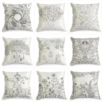 

Sofa Pillow Cover 1 Pcs Decoration Throw Pillow Cover Decorative Pillow Cover 17 in X17 in Linen Cushion DIY Case DIY Graffiti