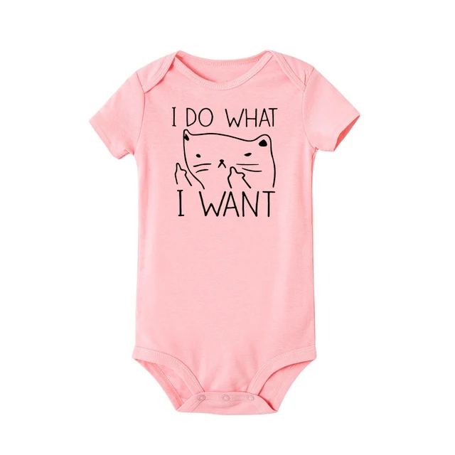 Я занимаюсь тем, что хочу, забавная одежда с принтом для новорожденных мальчиков и девочек, хлопковая повседневная одежда с короткими рукавами для маленьких детей - Цвет: black words-pink