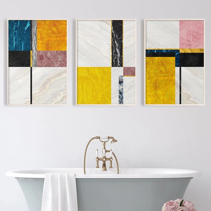 

Modern Geometric Yellow Pink Wall Art Canvas Posters and Prints Marble Abstract Painting Pictures Bedroom Living Room Home Decor