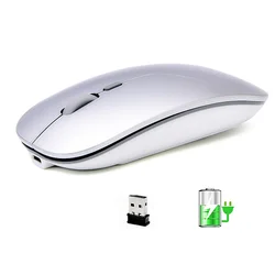 Rato sem fio óptico recarregável slient botão ultra fino mini ultrafino ótico usb 2.4g ratos para computador portátil