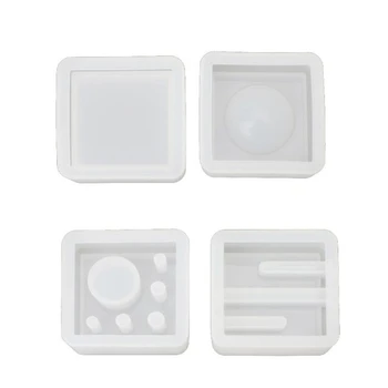 

4Pcs Silicone Mold Card Storage Pen Holder Epoxy Resin Mold Office Desk Ornament 83XF