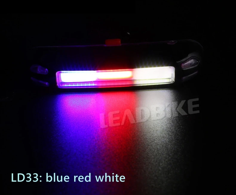 Leadbike велосипедный задний светильник USB Перезаряжаемый светодиодный светильник 3 цвета Предупреждение велосипедный задний светильник - Цвет: LD33