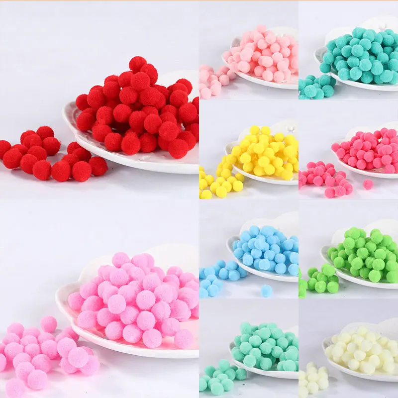Wholesale 100Pcs 8mm Pompoms Soft Pom Poms Fur Ball Arts Toys Crafts DIY Apparel Sewing Fabric Supplies Wedding Home Decoration photo