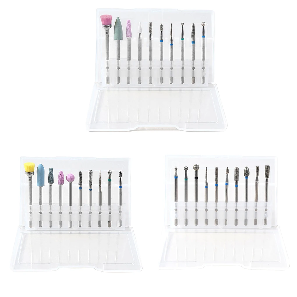 10pcs/set Nail Art Grinding Drill Bits Electric Manicure Machine Tips Brush Polishing Tools