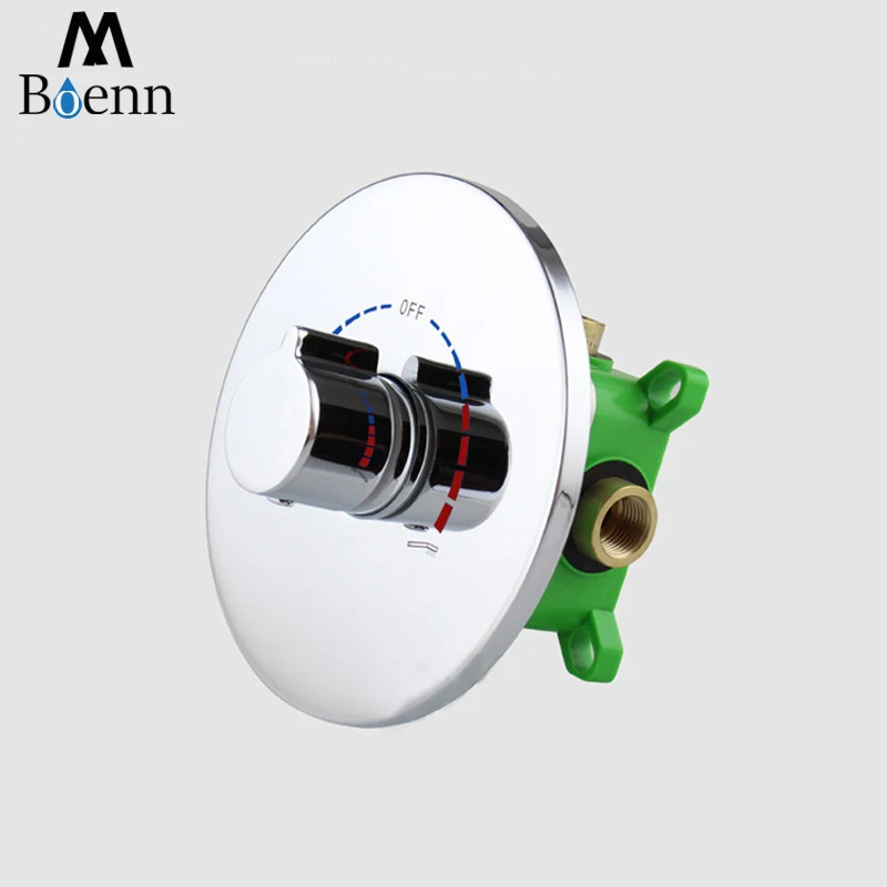 One Knob 2 Ways Shower Faucets Bathroom Wall Concealed Mounted Shower Mixer Hot Cold Valve Brass