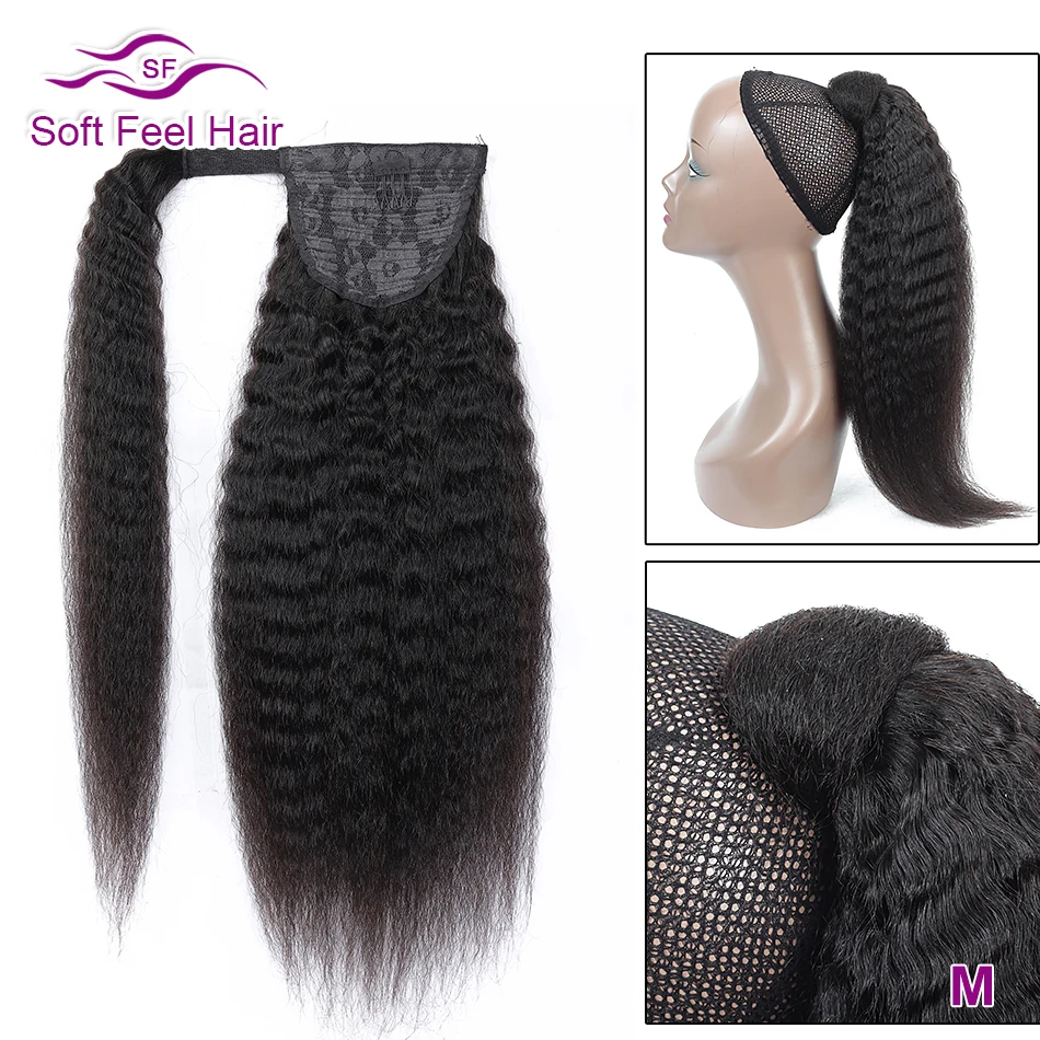 

Kinky Straight Ponytail Hook And Loop Fastener Remy Brazilian Human Hair Ponytail Extensions Soft Feel Hair Middle Ratio 10"-26"