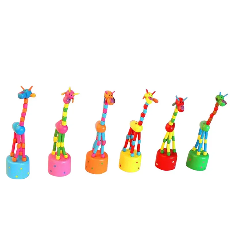 Giraffe wooden spring toy Kids Intelligence Toy Dancing Stand Rocking Wooden Toy juguetes #3N20 (7)