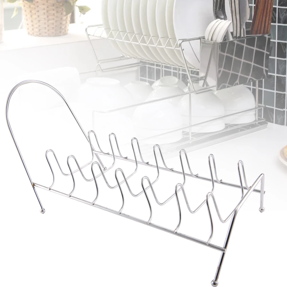 Bowl Storage Drying Stand Draining Sink Pot Lid Stainless Steel Holder 7Slots Pan Kitchen Dish Rack Plates Dry Stand Countertop