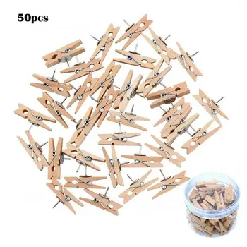 

Push Pins with Wooden Clips Pushpins Tacks Thumbtacks Creativing Paper Clips with Pins for Cork Boards Notes Photos Wall