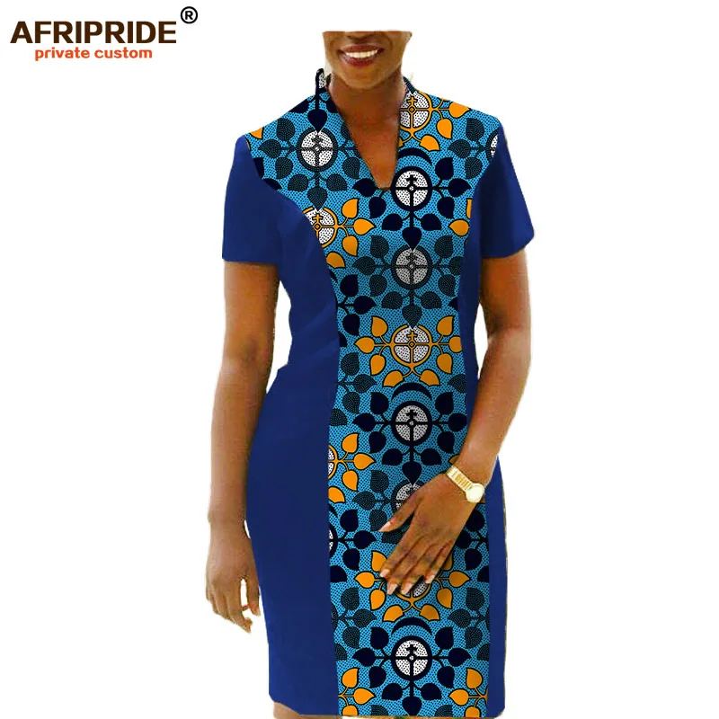 Женское платье в африканском стиле размера плюс, индивидуальное повседневное осеннее платье до колена с коротким рукавом и подкладкой из чистого хлопка, A722557 - Цвет: 531J
