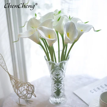 

CHENCHENG 10 Pieces / Lot PU Artificial Flowers Calla Lily Bunch Fake Flower Bouquet Table Home Wedding Decoration Fall Decor