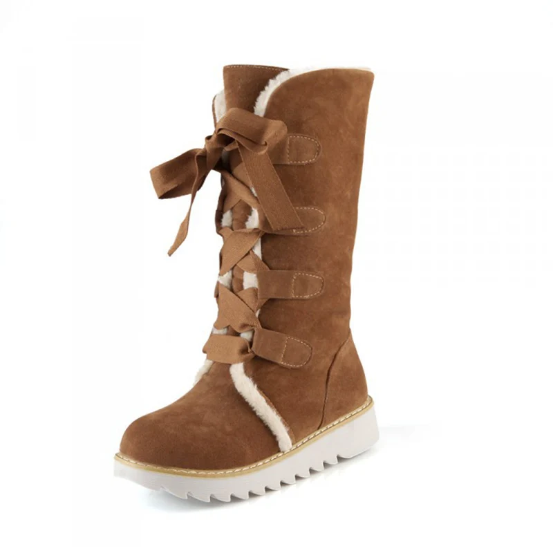 Женские ботинки зимние ботинки обувь до середины икры Женская модная брендовая нескользящая обувь из плюша пикантные теплые женские ботинки с леопардовым принтом - Цвет: Brown Shoes