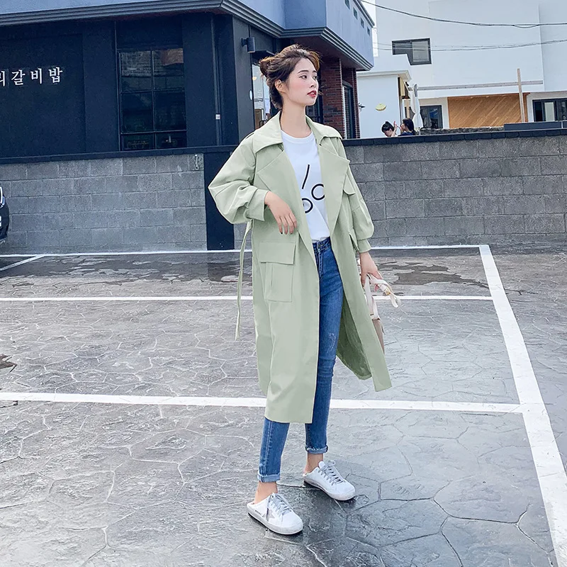 

Workwear Trench Coat Women's Mid-length 2019 New Style Spring And Autumn Korean-style Waist Hugging Slimming Loose Thin Popular