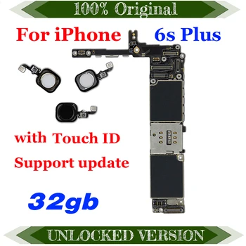 

32gb Original unlocked for iPhone 6S Plus Motherboard with / without fingerprint Logic board for iphone 6s 5.5inch clean iCloud