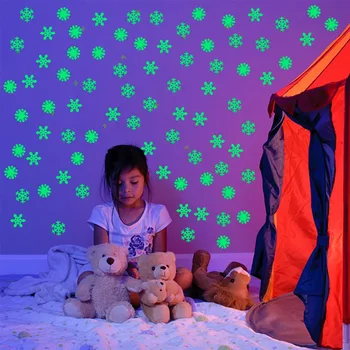 

Christmas 3D Snowflake Luminous Wall Sticker Glow In The Dark Merry Christmas Decorations For Home New Year 2021 Noel Xmas Gifts