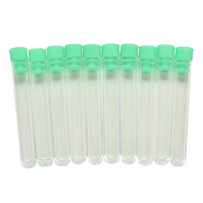 Laboratory hard plastic tube polystyrene test tubes high transparency clear tubes with green cap stopper school lab supply 10PCS