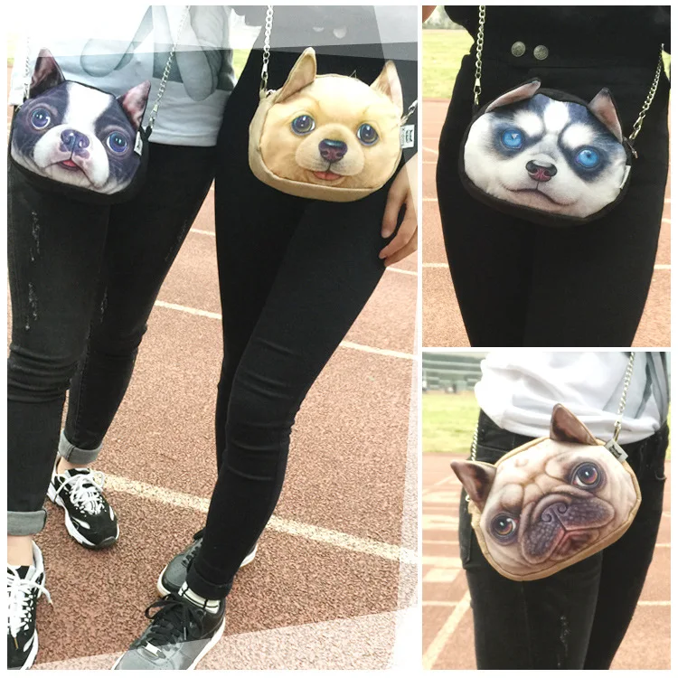 

Small Cat Bag with Chain Dog DOG'S Head Animals Pack Bag with Chain (Faux Hide Substance)