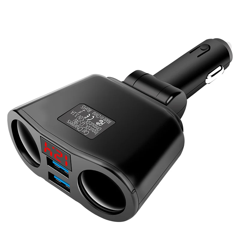 3.1A Dual USB Car Charger 2 Port LCD Display 12-24V Cigarette Socket Lighter Fast Car Charger Power Adapter Car Styling usb triple socket Chargers