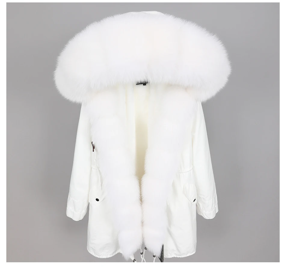 Женская одежда зимняя теплая уличная тонкая Длинная парка с воротником из лисьего меха съемное толстое пальто с подкладкой Зимнее пальто из натурального меха