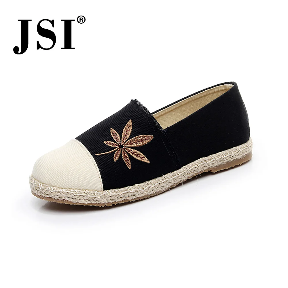 

JSI Mixed Colors Women Flats Leaves Embroider Decoration Round Toe Shallow Comfortable Shoes Casual Breathable Lady Flats JE315