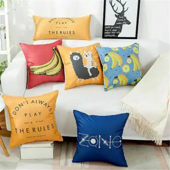 

Letter Fruit Banana Pattern Cotton Linen Pillowcase for Home Office Sofa Seat Decor Textile Throw Printed Pillow Cover