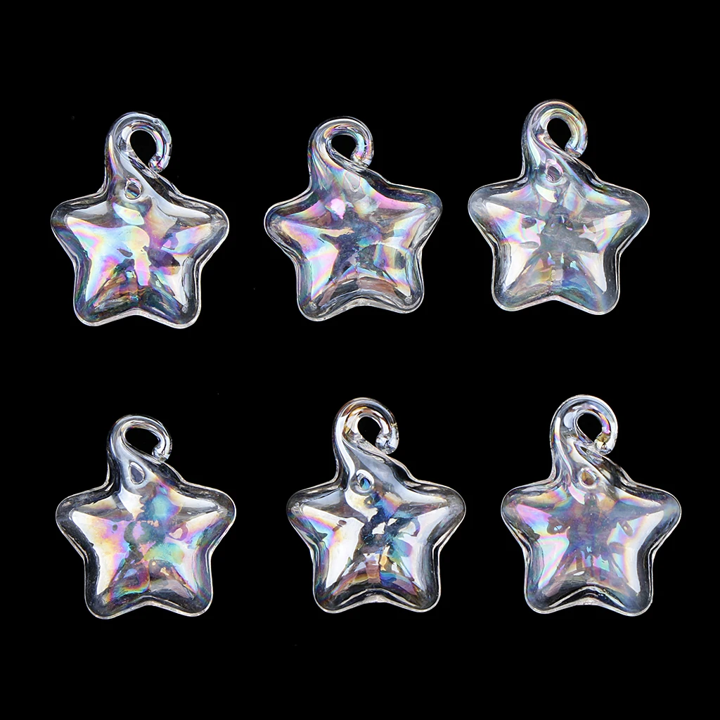 6 Pcs Mini Empty Small Wishing Bottles Rainbow Glass Bottle Charm Pendant for Necklace Earrings DIY Jewelry Making 