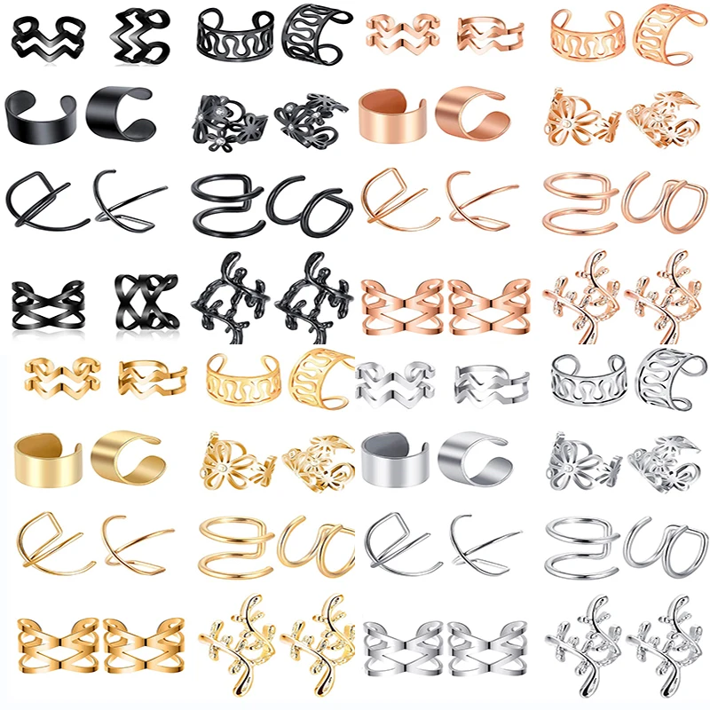 

8 Pairs of Stainless Steel Cartilage Ear Bone Clip Set 8mm/10mm Fashion Titanium Steel Without Pierced Earrings