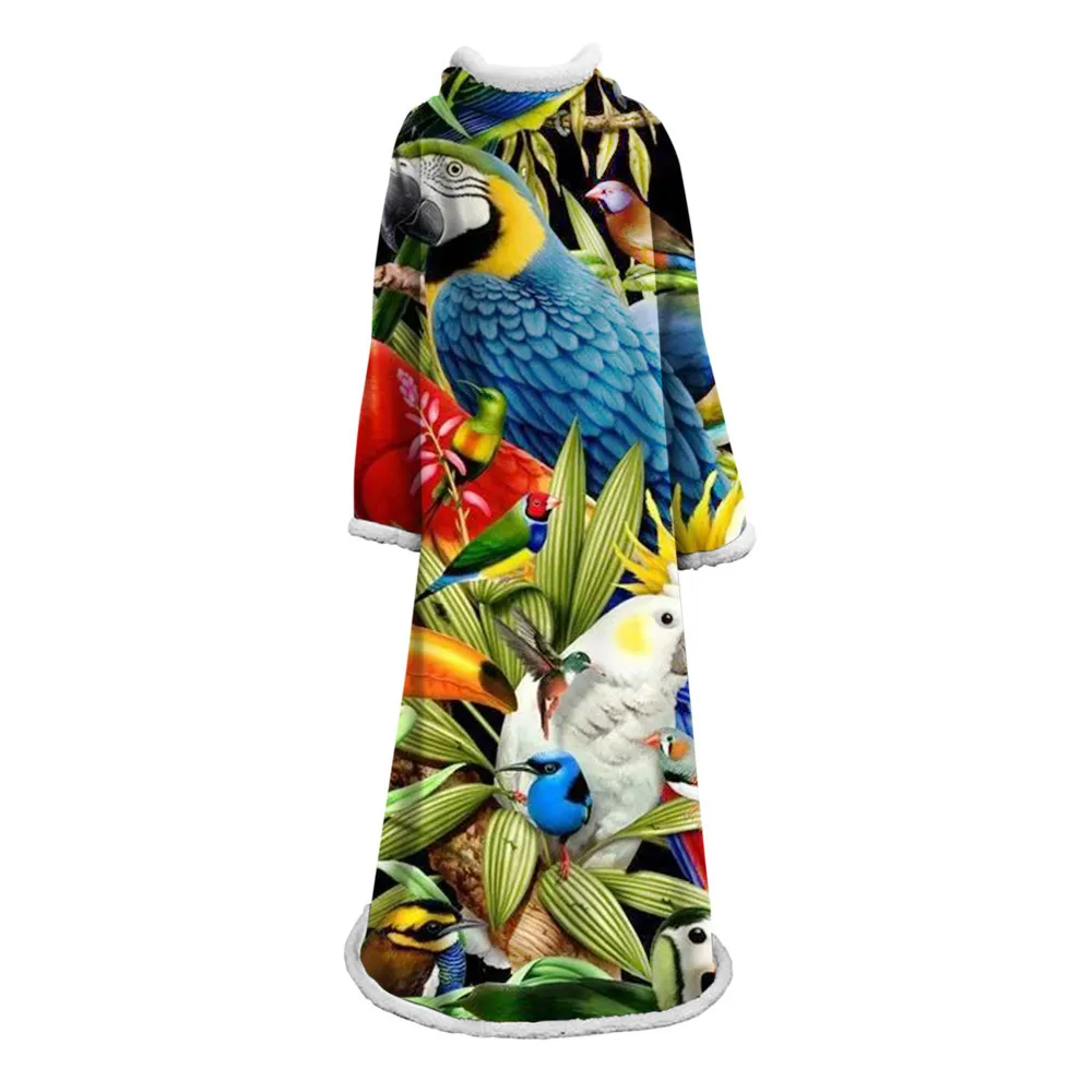 

Flamingo 3D Printed Sleeve Blanket Winter Warm Coral Fleece Blankets For Kids Adult Blanket With Sleeve