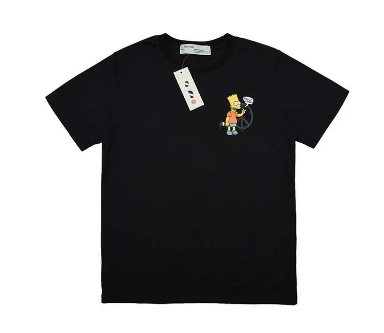 Симпсон 19SS Off-White OW arrow унисекс милая пара влюбленных моделей хлопок Повседневная мода короткий рукав круглый вырез Футболка