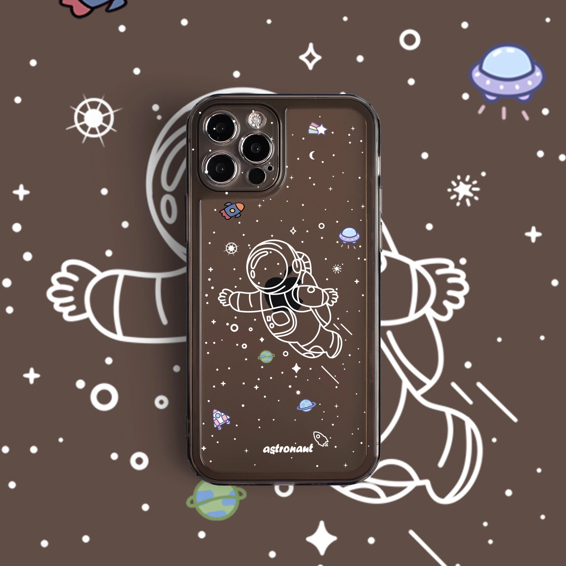 Прозрачные чехлы для телефонов с изображением астронавта iphone 11 12 Pro Max XR XS MAX 8 7 Plus